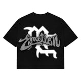 Mixed Emotions Rhinestone Cropped Black Tee