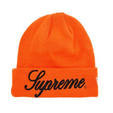 Supreme Cursive Logo Orange Beanie