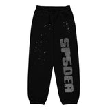 Sp5der Big Rhinestone Black Sweatpants