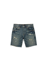 Purple P021 Mid Indigo Quilted Destroy Shorts