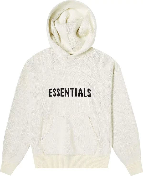 Essentials Cream Knit Hoodie