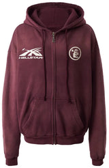 Hellstar Mirror Face Burgundy Zip Up