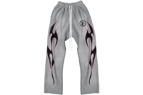 Hellstar Flame Pink/Grey Flare Sweatpants