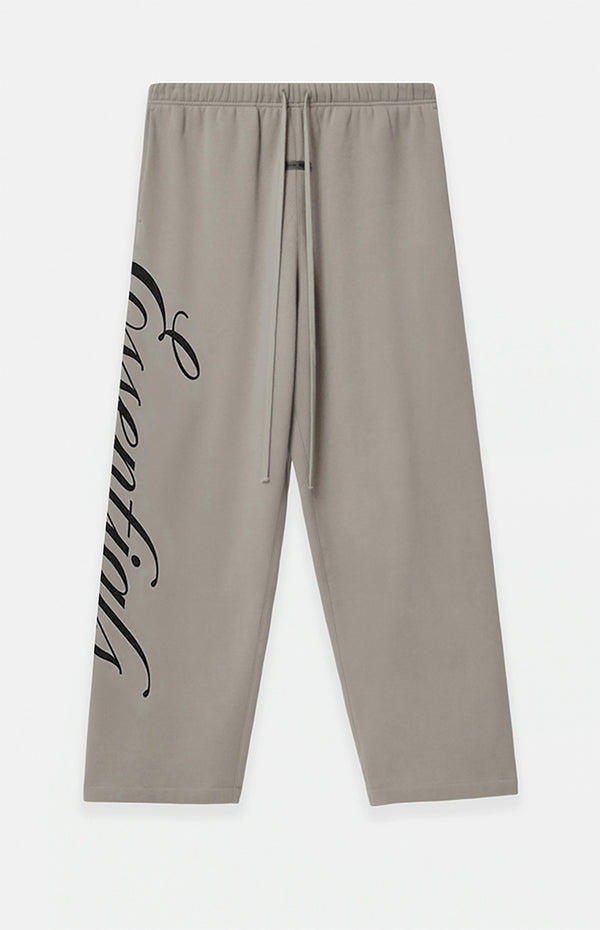 Essentials Smoke Grey Script Logo Lounge Fleece Sweatpants