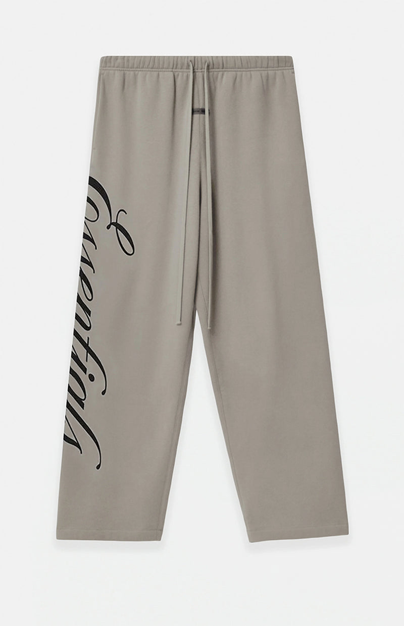 Essentials Smoke Grey Script Logo Lounge Fleece Sweatpants