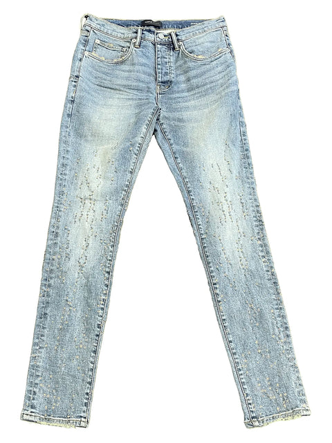 Purple P001 Weft Buckshot Mid Indigo Jeans