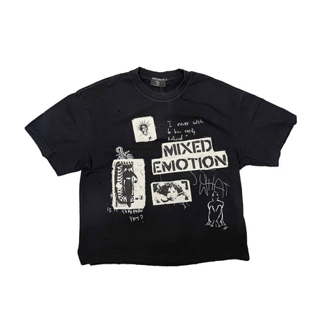 Mixed Emotion Stamped Black Tee