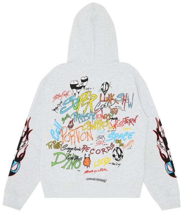 Chrome Hearts Matty Boy Flames Grey Hoodie