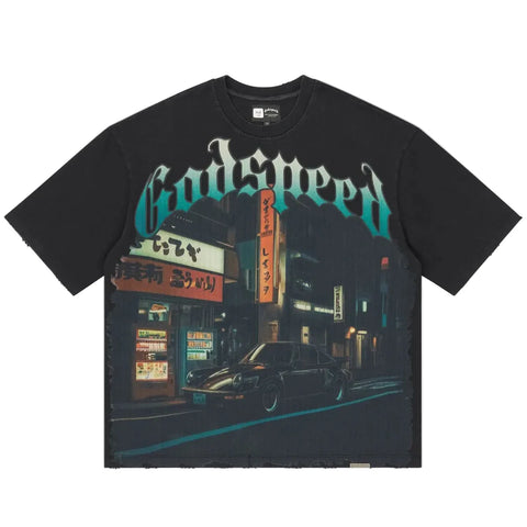 Godspeed Pit Stop Tokyo Black Wash Tee