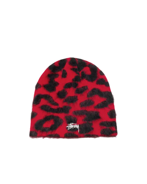 Stussy Cashmere Red Leopard Skull Cap