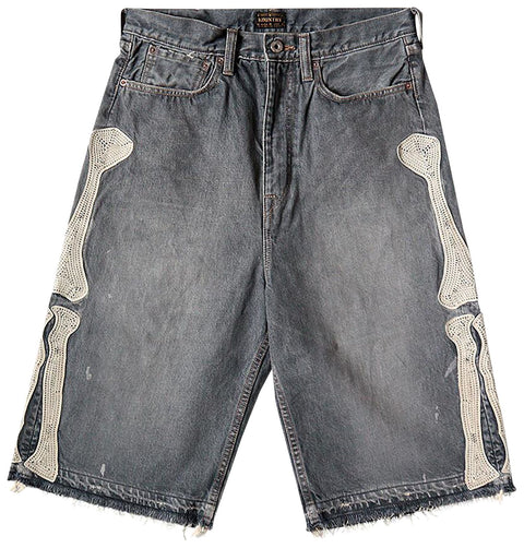 Kapital Bone Black Denim Shorts