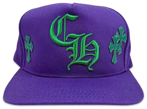 Chrome Hearts CH Green Leather Cross Purple Trucker