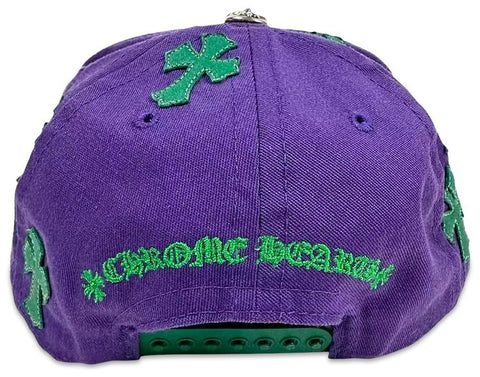 Chrome Hearts CH Green Leather Cross Purple Trucker