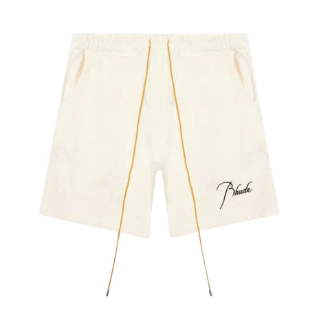 Rhude Script Logo Cream Sweatshorts