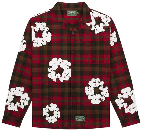 Denim Tears Cotton Wreath Red Plaid Pajama Shirt