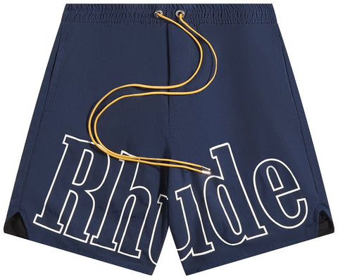 Rhude Logo Nylon Navy Shorts