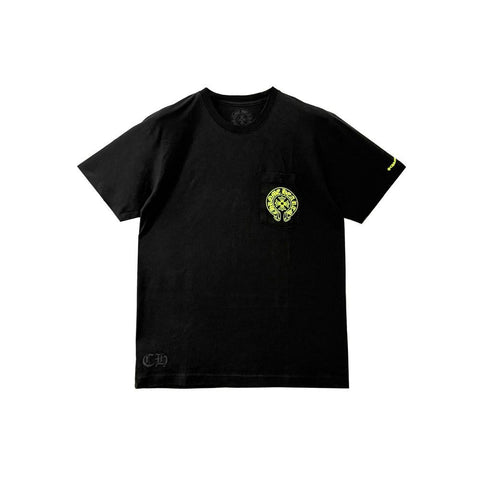 Chrome Hearts Neon Yellow Horseshoe Black Tee