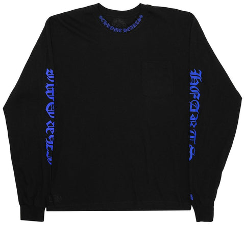 Chrome Hearts Blue Neck Logo Black L/S Tee