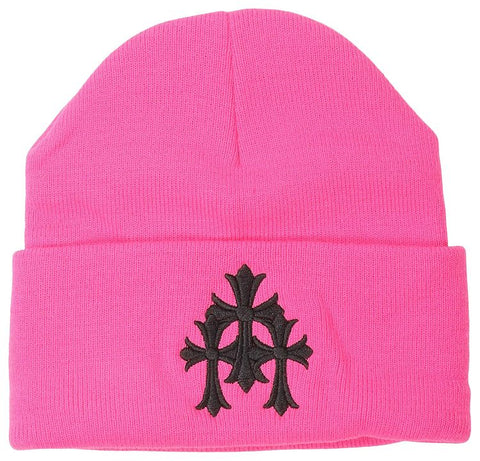 Chrome Hearts Triple Cross Pink Beanie
