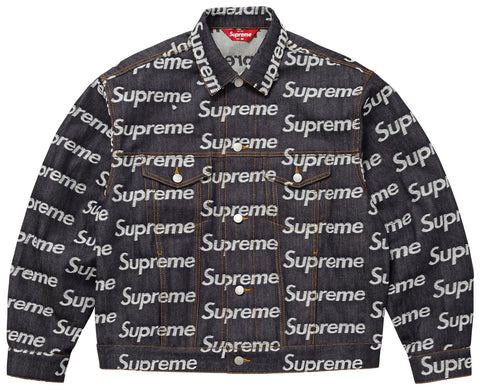 Supreme Jacquard Logo Denim Trucker Jacket