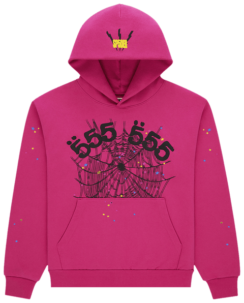 Sp5der 555 Angel Number Pink/Black Hoodie