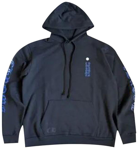 Chrome Hearts Blue Vertical Logo Black Hoodie