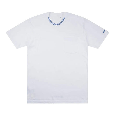 Chrome Hearts Blue Neck Logo White Tee