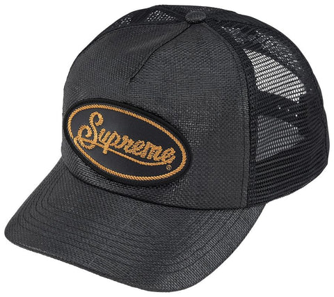 Supreme Raffia Black Trucker