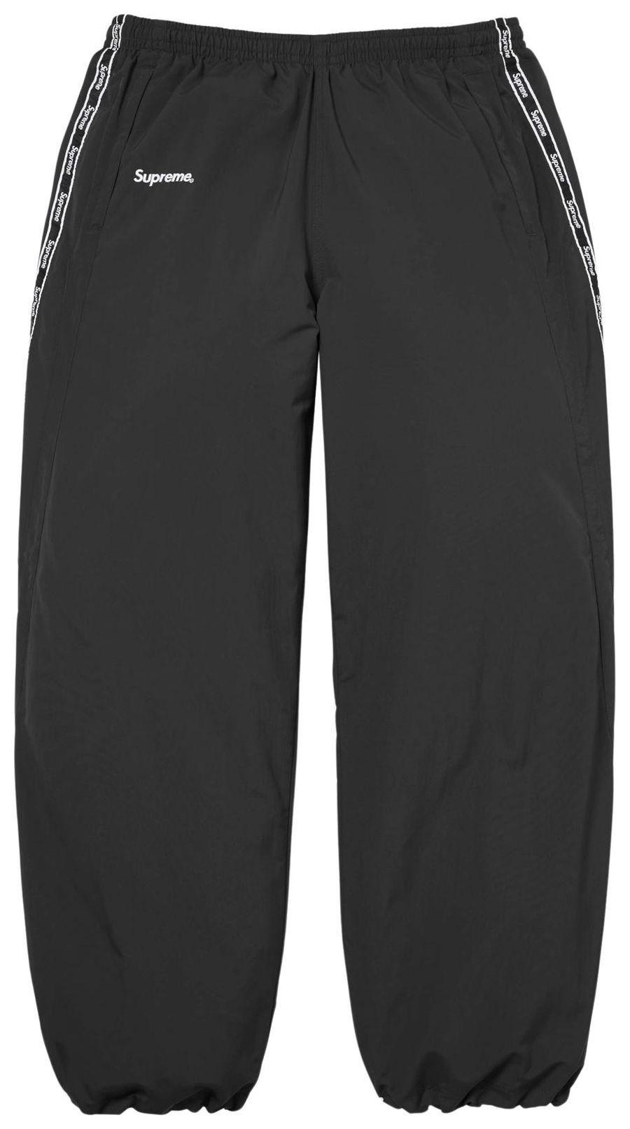 Supreme Logo Taping Black Track Pants – Courtside Kicks
