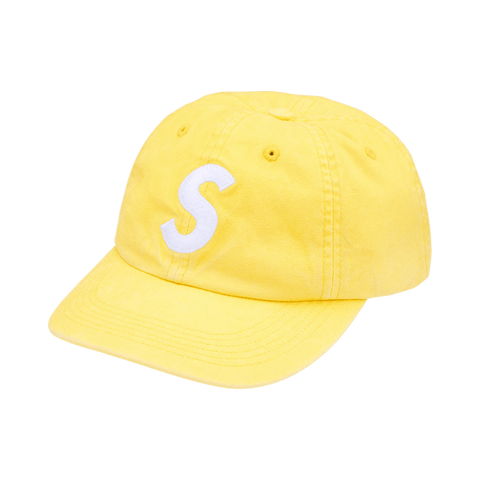 Supreme Washed Canvas S Logo Yellow 6 Panel Hat