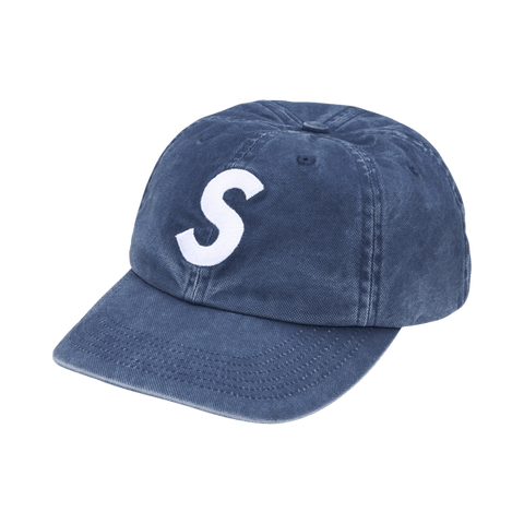 Supreme Washed Canvas S Logo Navy 6 Panel Hat