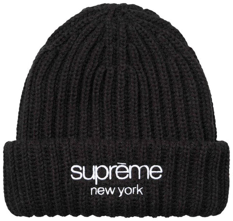 Supreme Classic Logo Chunky Ribbed Black Beanie