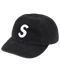 Supreme Washed Canvas S Logo Black 6 Panel Hat