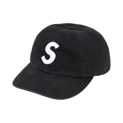 Supreme Washed Canvas S Logo Black 6 Panel Hat