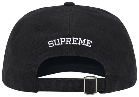 Supreme Washed Canvas S Logo Black 6 Panel Hat
