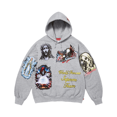 Supreme Stickers Heather Grey Hoodie