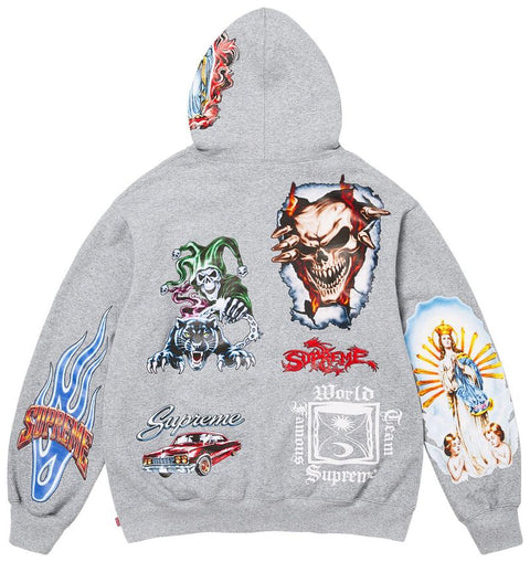 Supreme Stickers Heather Grey Hoodie