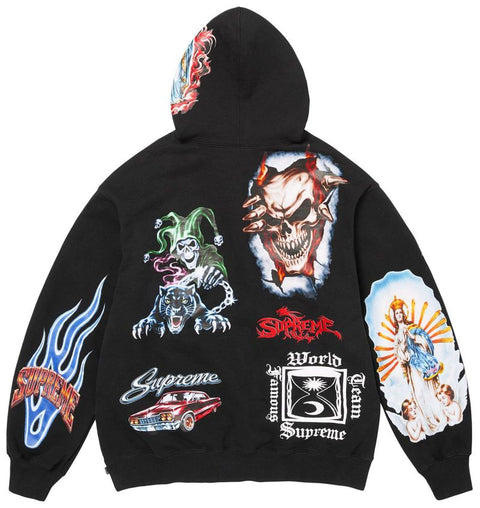 Supreme Stickers Black Hoodie