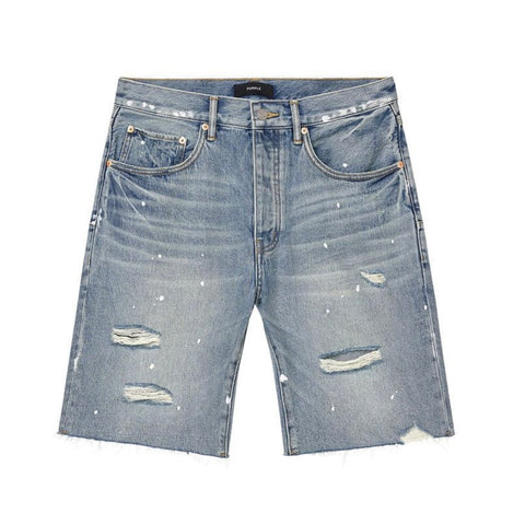 Purple P059 Painterly Rip Light Indigo Jorts
