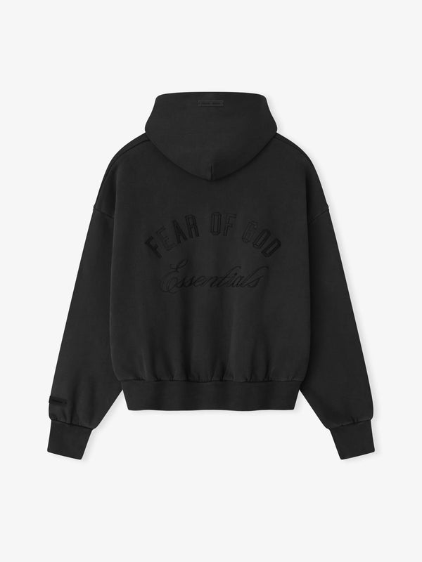 Essentials Classic Black Fleece Zip Up Hoodie