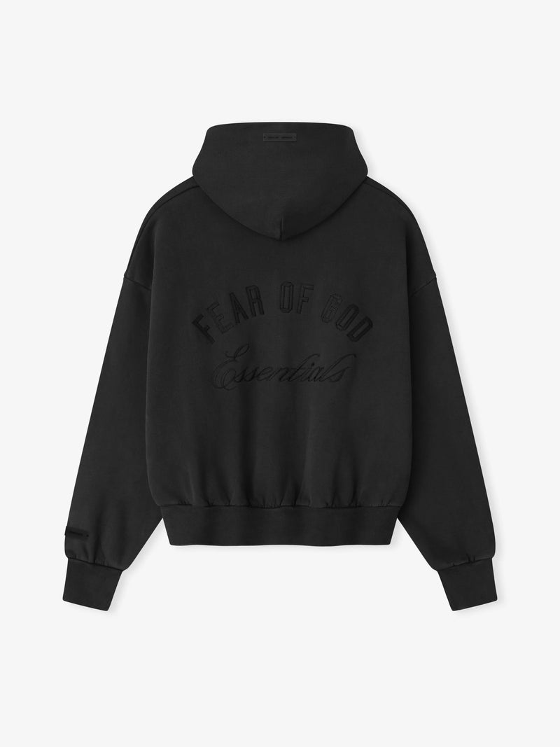 Essentials Classic Black Fleece Zip Up Hoodie