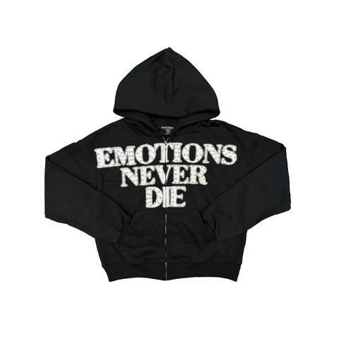 Mixed Emotion End Black Zip Up