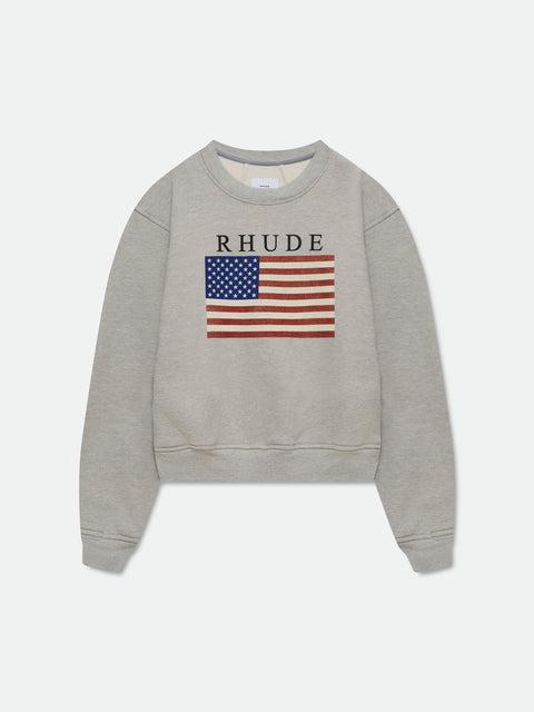 Rhude American Flag Grey Crewneck