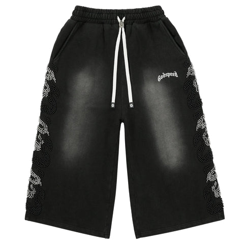 Godspeed Nior Studded 3QTR Black Shorts