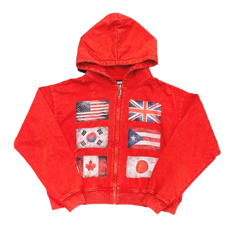 Floor 914 Flag Red Zip Up
