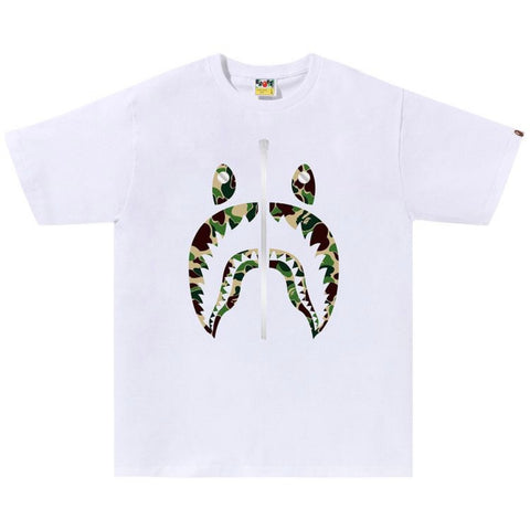 Bape Green ABC Camo Shark White Tee