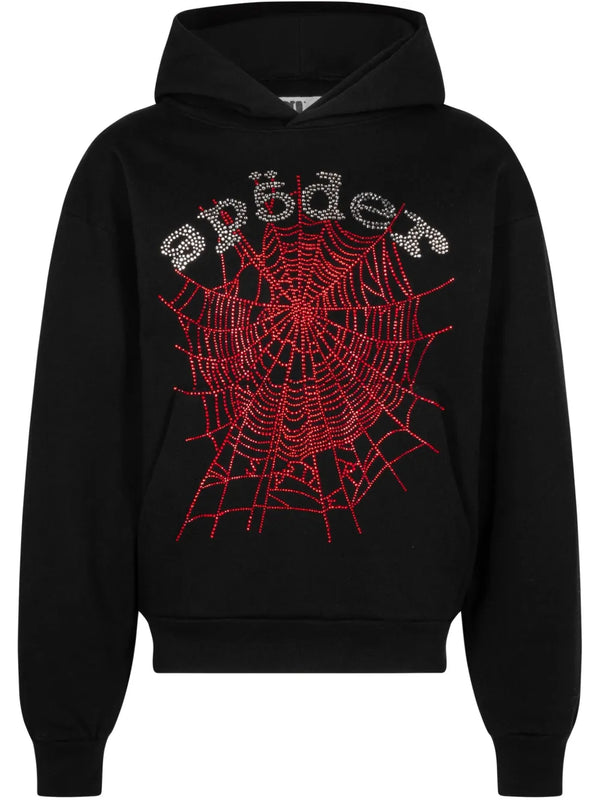 Sp5der OG Web V2 Rhinestone Black Hoodie