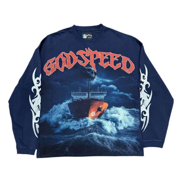 Godspeed Seasick Navy L/S Tee