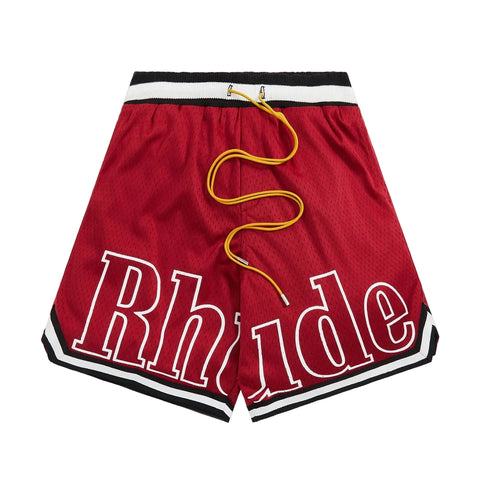 Rhude Court Logo Maroon Shorts