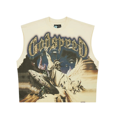 Godspeed The Landing Bone Sleeveless Tee